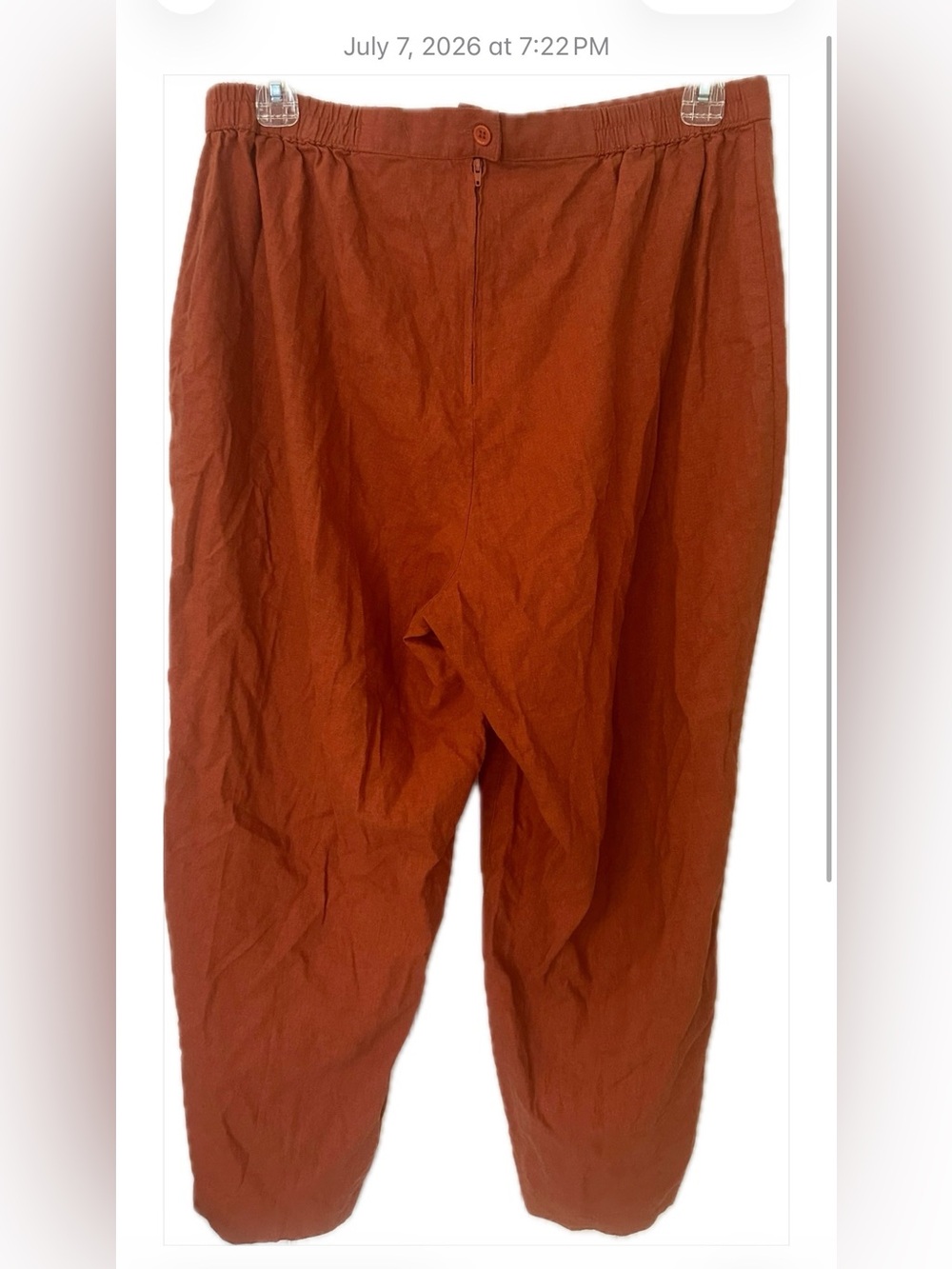 Casual Elastic Waist Pants - Rust